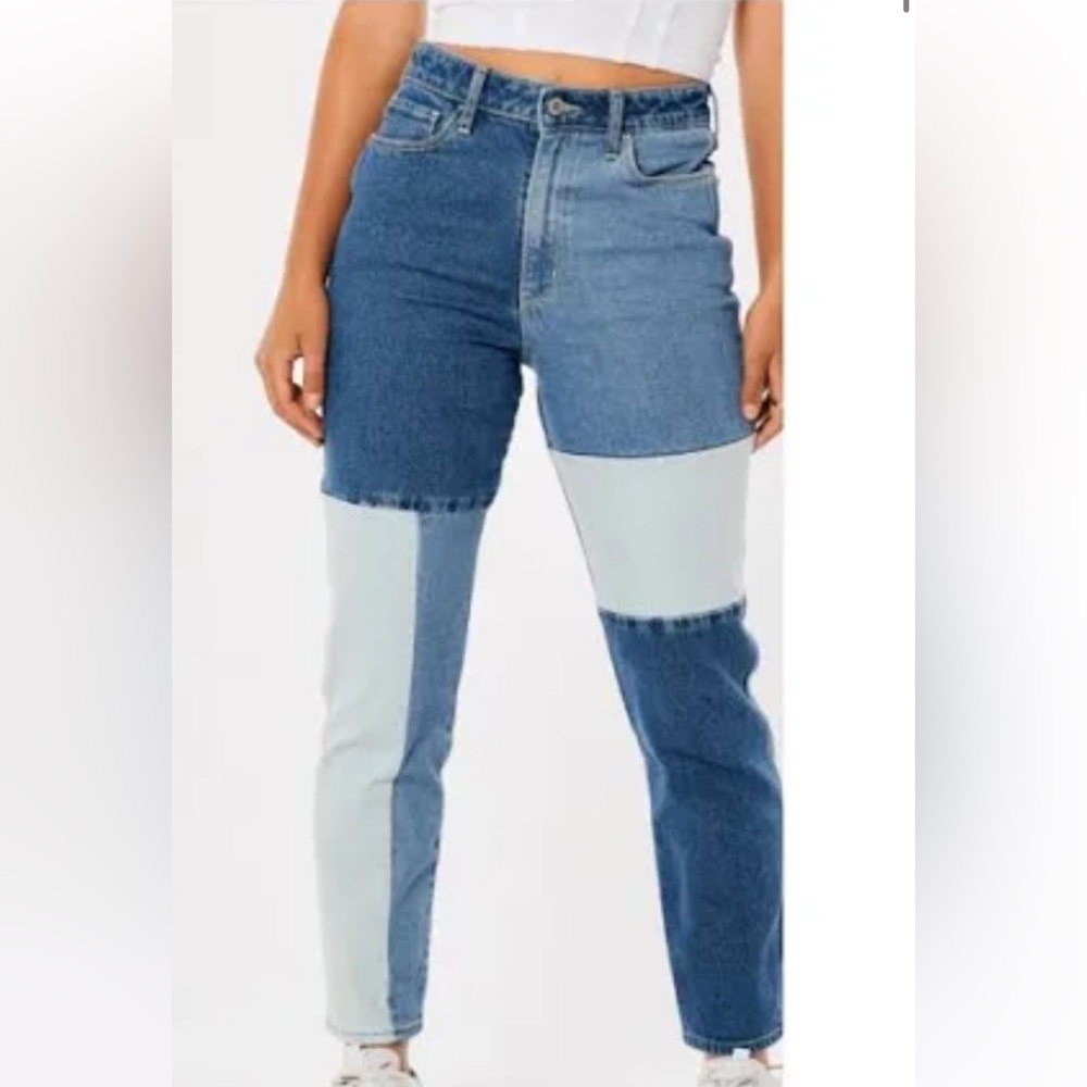 Holister curvy high rise color block mom jeans